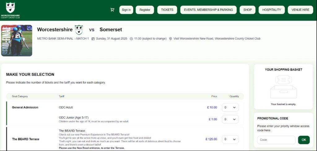 Purchase Tickets For The One-Day Cup Semifinals 2025