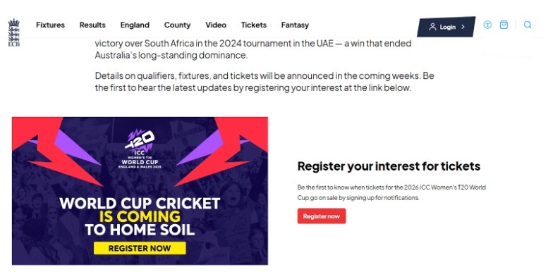 Buy Tickets For The ICC Women’s T20 World Cup 2026