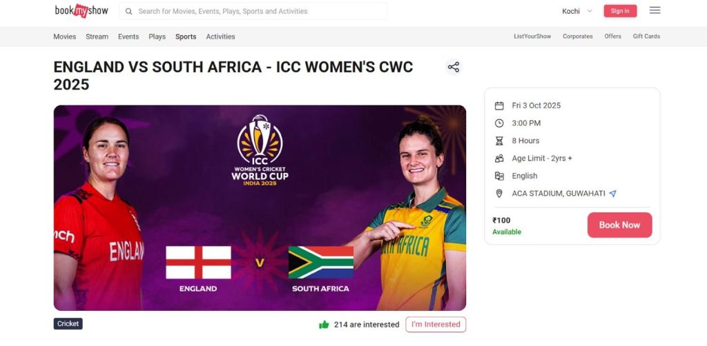 ICC Women's World Cup 2025 Tickets