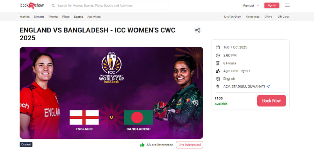 Tickets for England Women vs Bangladesh Women