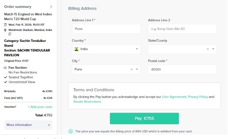 Payment page - Ticombo website Payment page - Ticombo website