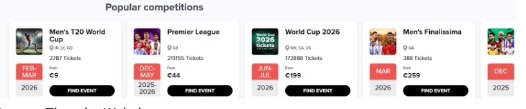 Men’s T20 World Cup 2026 tickets section - Ticombo website Men’s T20 World Cup 2026 tickets section - Ticombo website
