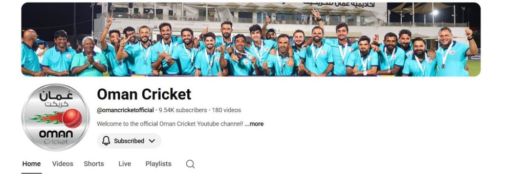 Oman Cricket's YouTube Channel Oman Cricket's YouTube Channel