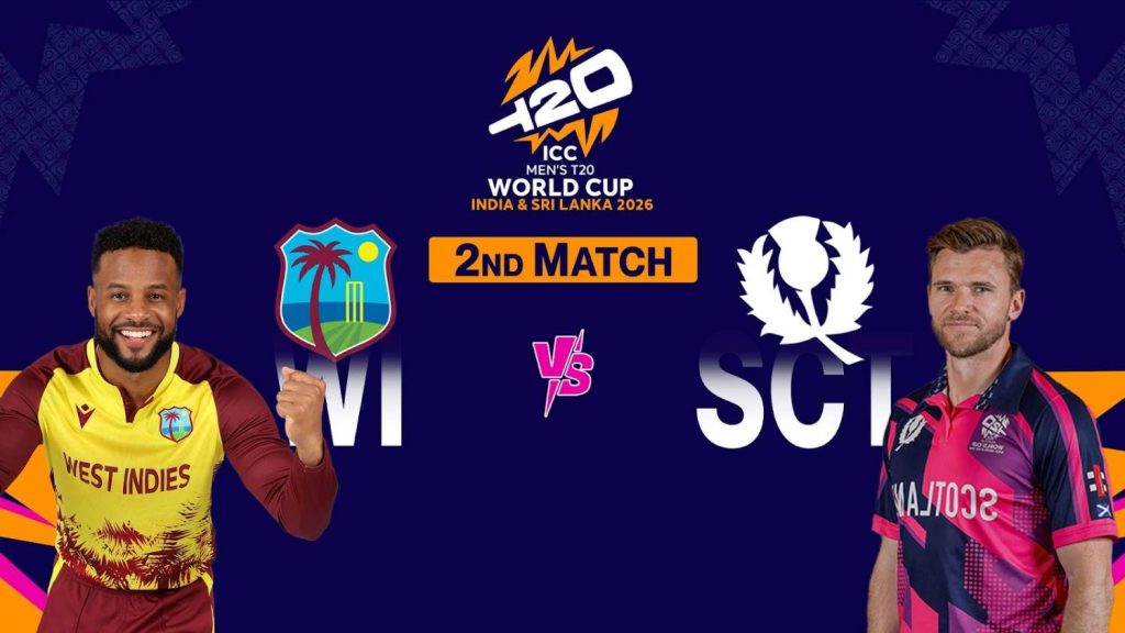 WI vs SCO T20 WC 2026 Match 2 Odds