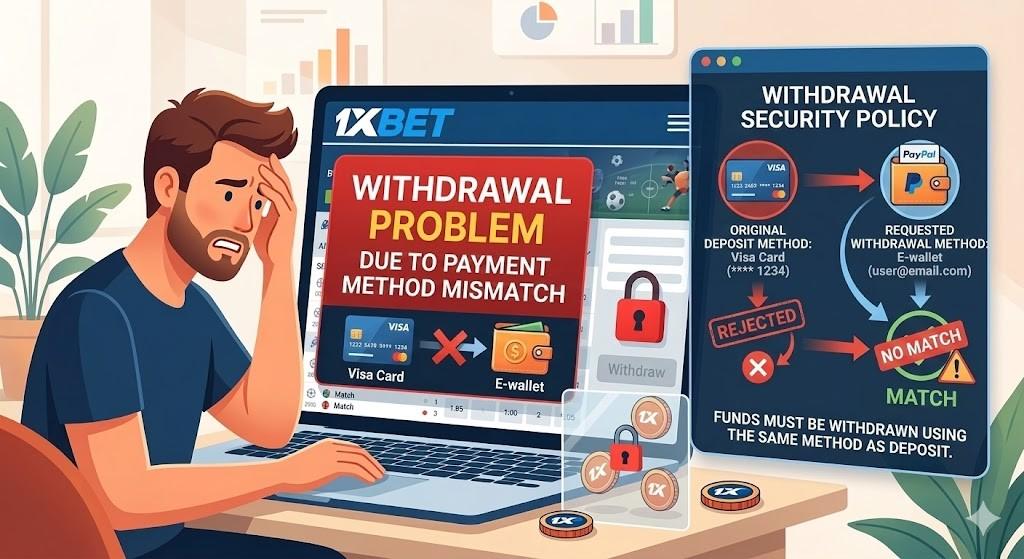 1xBet Withdrawal Problem Due to Payment Method Mismatch 1xBet Withdrawal Problem Due to Payment Method Mismatch