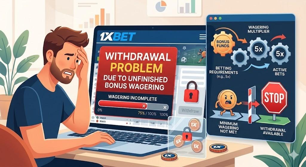 1xBet Withdrawal Problem Due to Unfinished Bonus Wagering 1xBet Withdrawal Problem Due to Unfinished Bonus Wagering