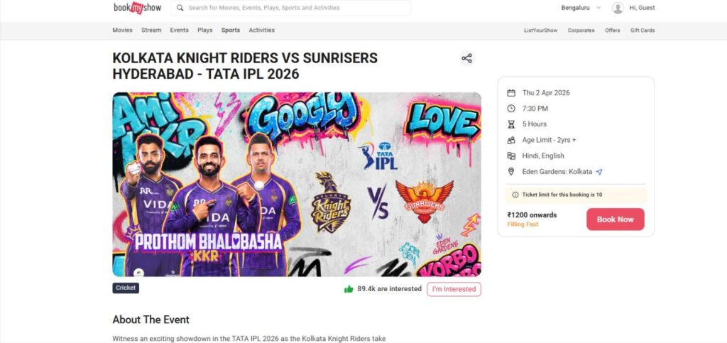 Book KKR IPL 2026 Tickets