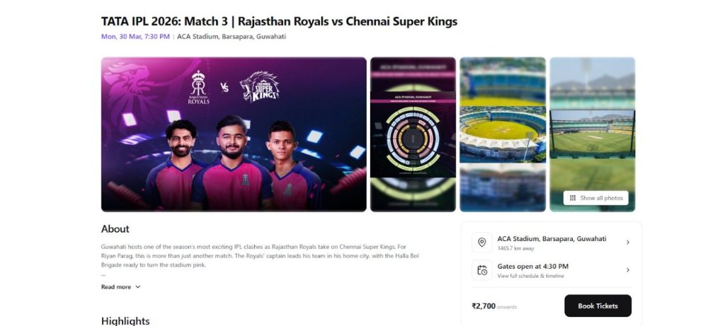 How to Book CSK vs RR 3rd Match Ticket How to Book CSK vs RR 3rd Match Ticket