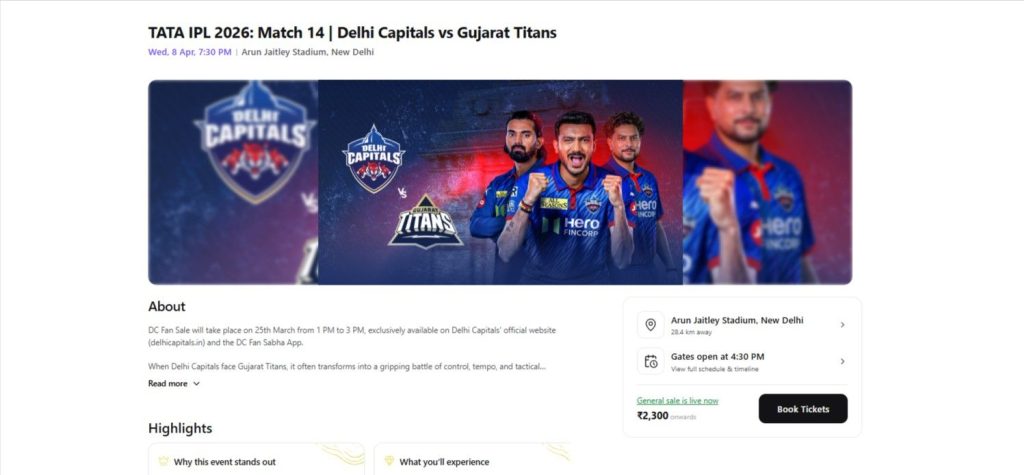 How to Book DC vs GT Match Tickets How to Book DC vs GT Match Tickets