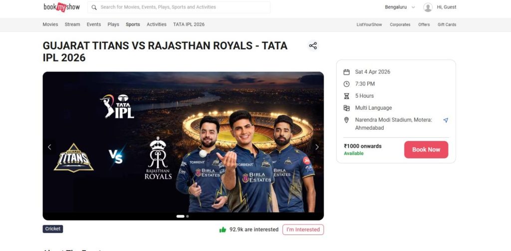 How to Book GT IPL 2026 Tickets How to Book GT IPL 2026 Tickets