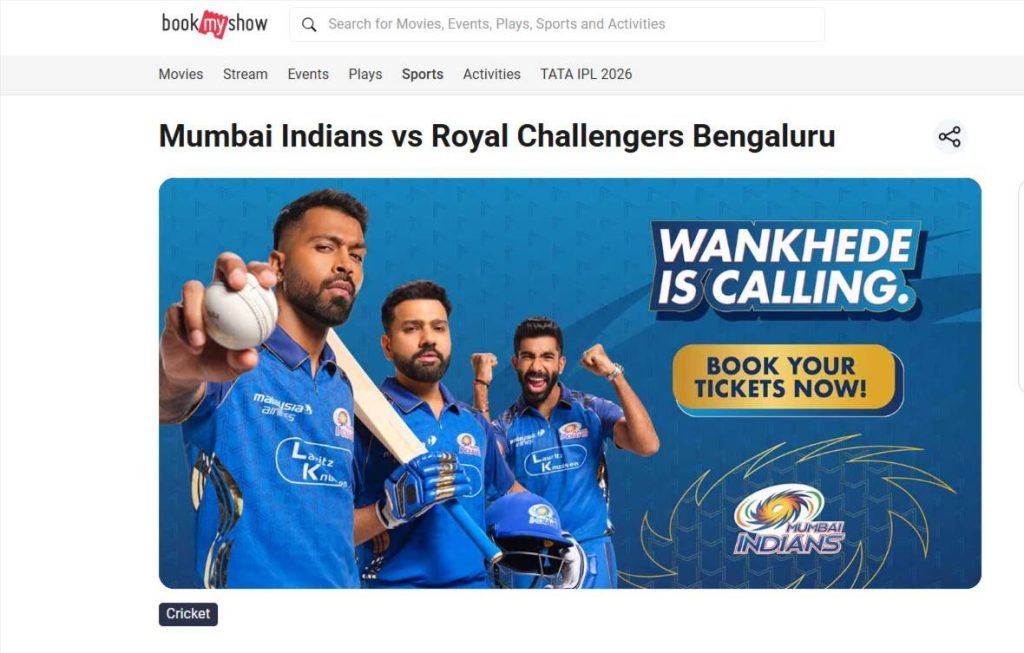 How to Book MI vs RCB Match Tickets How to Book MI vs RCB Match Tickets