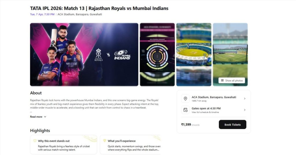 How to Book RR vs MI 13th Match Ticket How to Book RR vs MI 13th Match Ticket