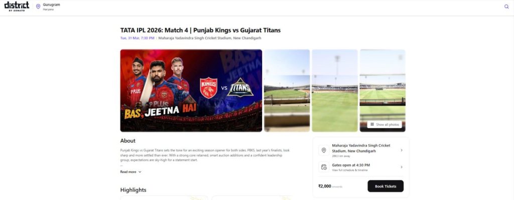 PBKS IPL 2026 Tickets