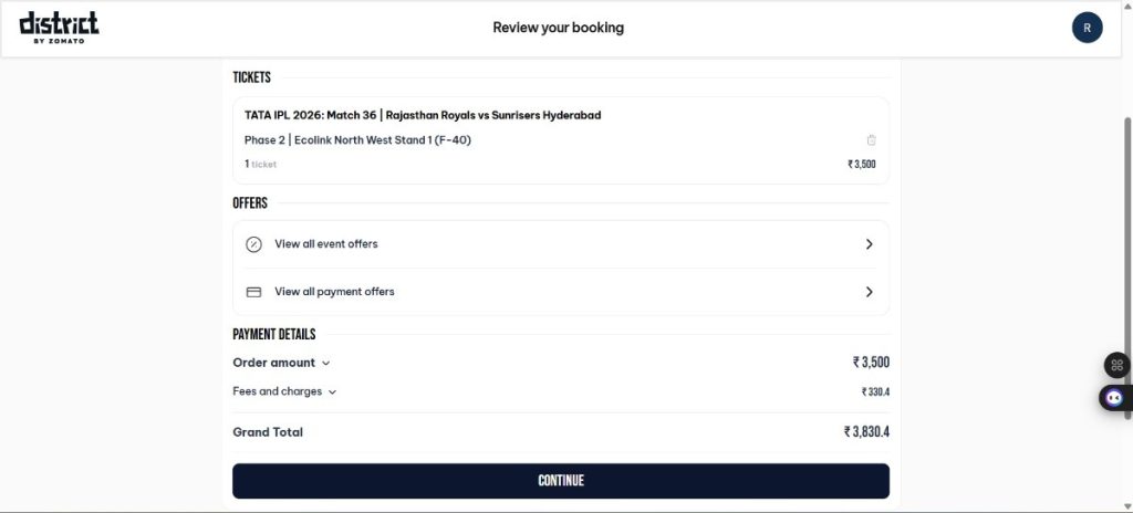 Review your ticket Review your ticket