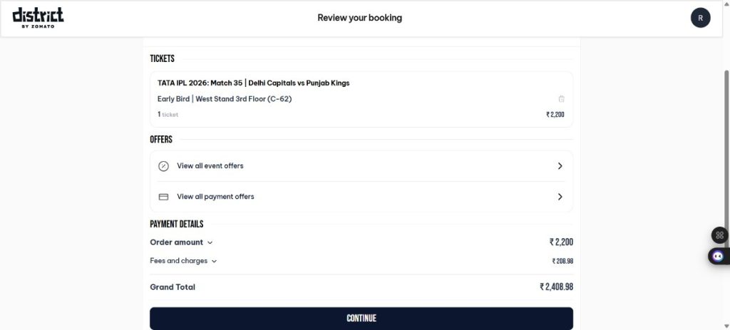 Review Ticket Details Review Ticket Details
